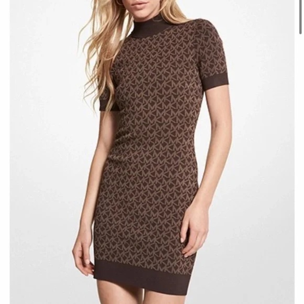 Michael Kors Logo Jacquard Sweater Dress